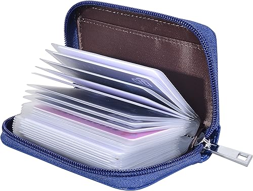 Easyoulife billetera para tarjetas de crédito de cuero auténtico con espacio para 26 tarjetas