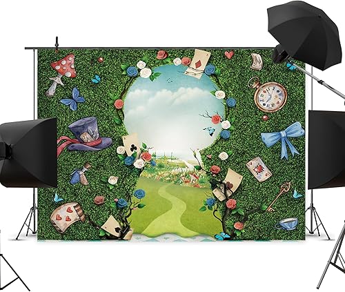 Miniatura 3 de Fondo de fotos de fiesta de té del país de las maravillas de 7 pulgadas de ancho x 5 pulgadas de alto, soporte para llaves de tablero de ajedrez,