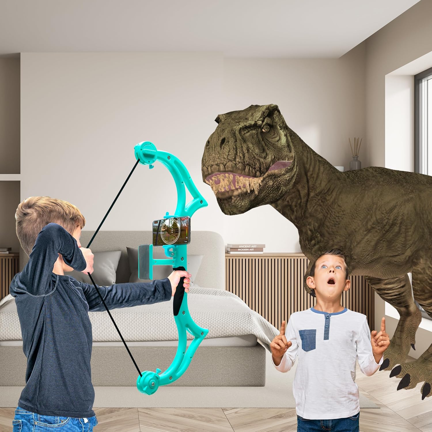 AccuBow Nano Aqua Youth Virtual Archery Gaming & Shooting - 5-40lbs Adjustable Resistance, Phone Mount Included, Compact & Lightweight, Ambidextrous