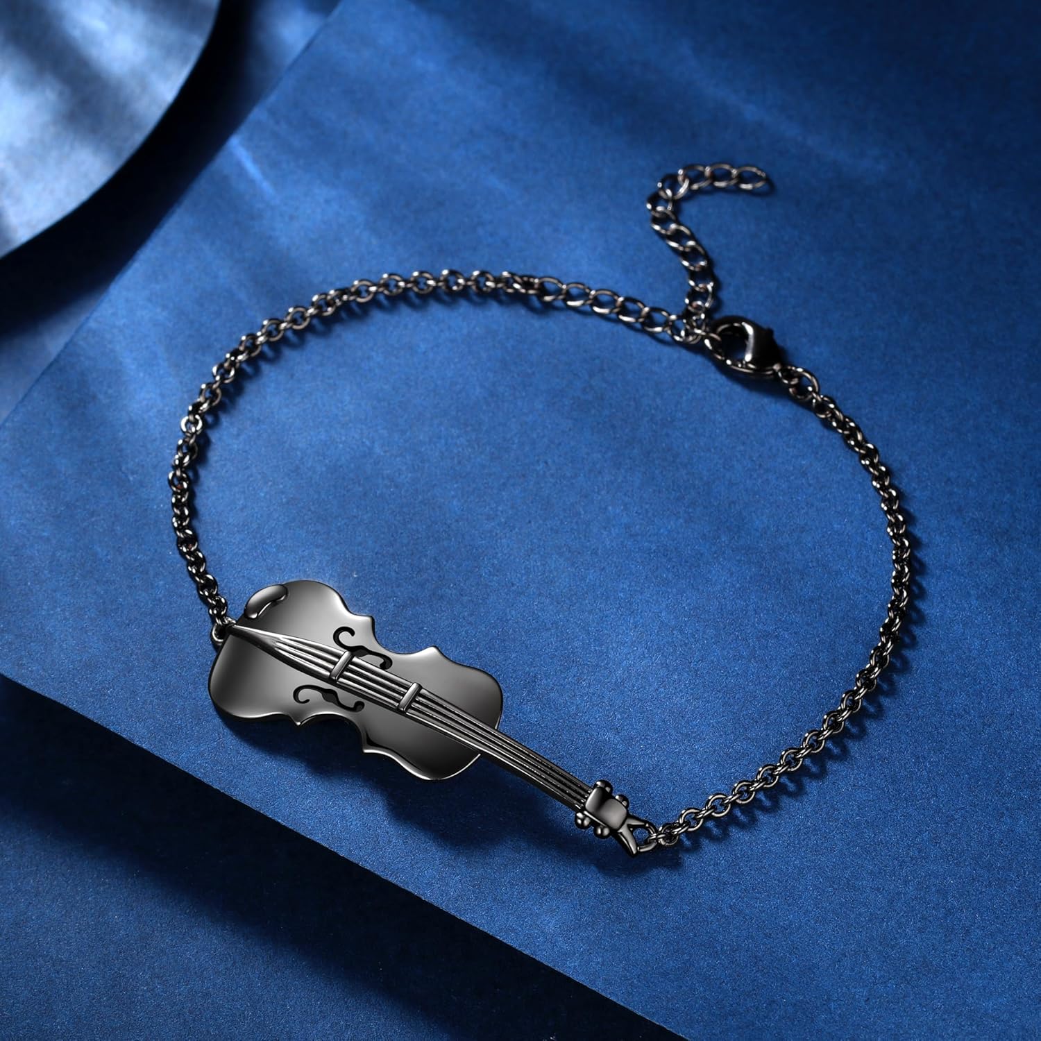 Musical Guitar Adjustable Bracelets Sliver/Black Gun Plated with Music Note Bracelets Jewelry for Music Lover Men and Women KB0030 - Image 2