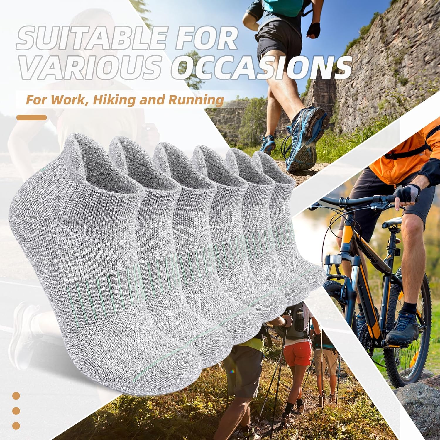 Lapulas Merino Wool Ankle Hiking Running Socks for Men Women Breathable Compression Thick Athletic No Show Socks 6 Pairs - Image 6