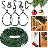 codree 100 Ft Christmas Artificial Pine Wire Garlands, Flexible Christmas Greenery Roping Garland Ties, Adjustable Faux Pine Stems Twist Ties for Xmas Holiday Craft Decor Gift Wrapping