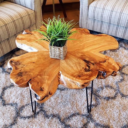 WELLAND Natural Edge Coffee Table, (Style D) Home & Kitchen