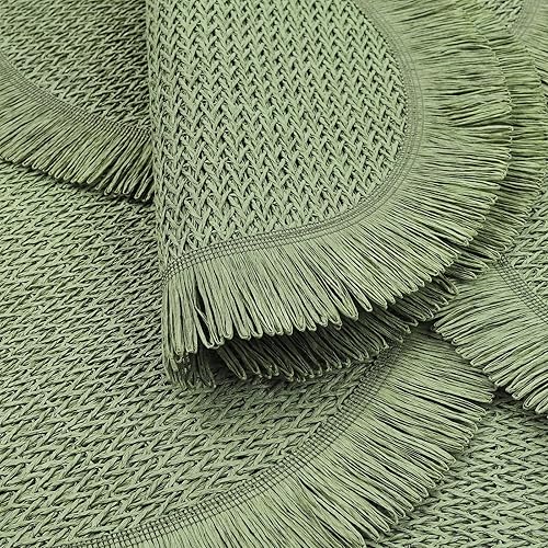 Miniatura 2 de fanquare Juego de 6 manteles individuales redondos de papel bohemios de 15 pulgadas, manteles individuales trenzados para el hogar, cafetería o