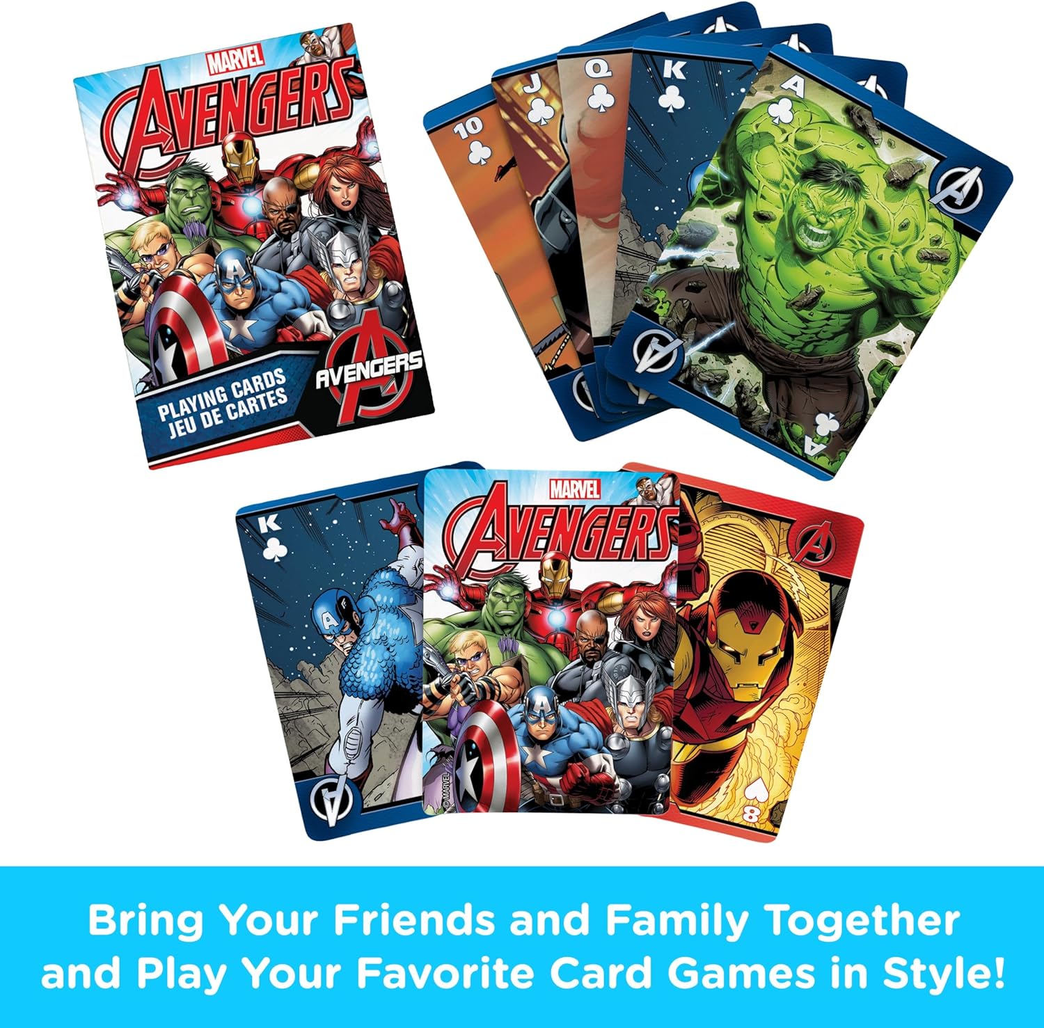 AQUARIUS Marvel Avengers Comics Playing Cards, 3",Multi-colored