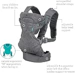 Infantino Flip 4-in-1 Baby Carrier Convertible Ergonomic, Gray | Adjustable fit, Enhanced lumbar support, Ergonomic hands-free parenting, Registry gift, For newborns and toddlers