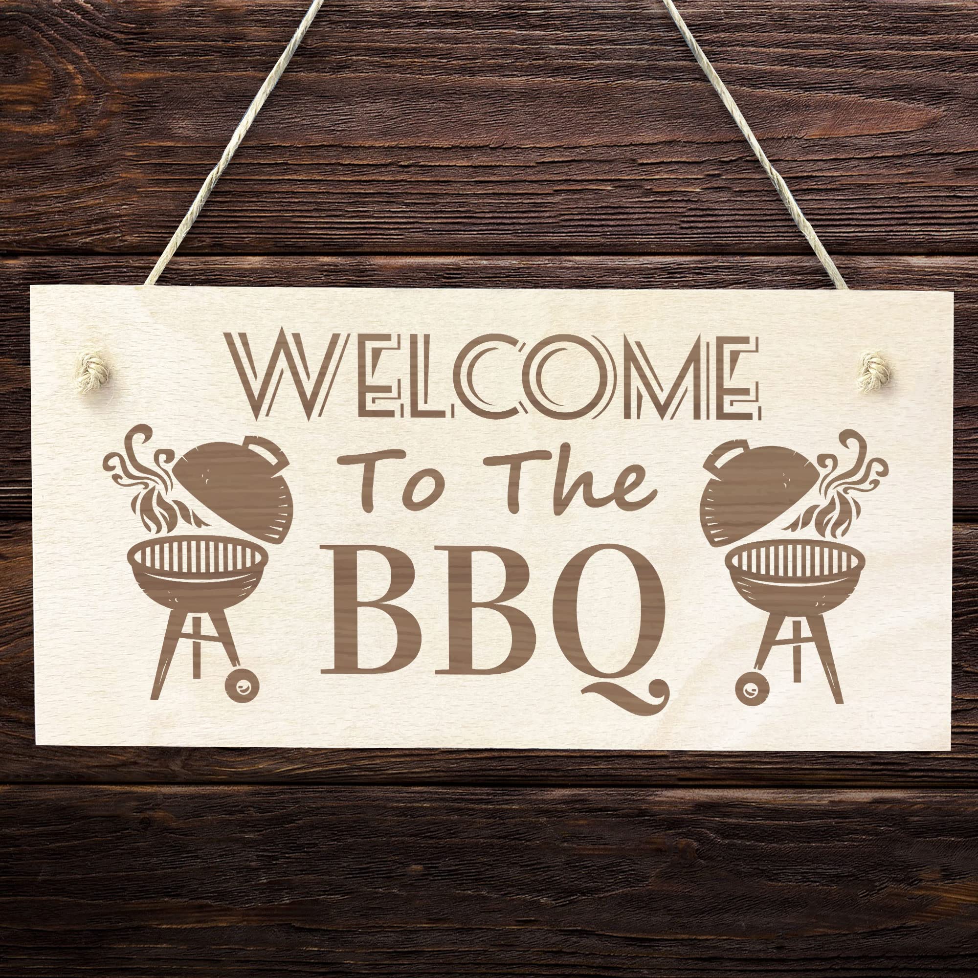 Red Ocean Welcome To The BBQ Sign Engraved Garden Signs And Plaques Man Cave Shed Sign BBQ Plaque Gift For Men