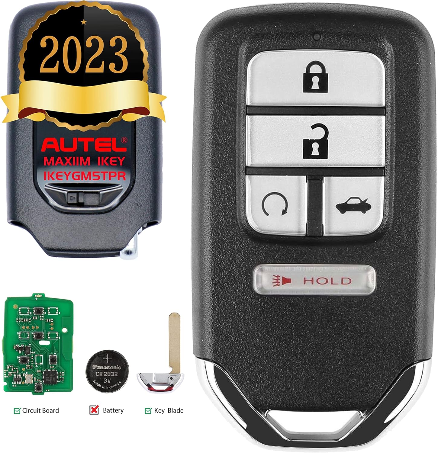 Amazon.com: AUTEL MaxiIM IKEYHD5TPR programmable 5-Button Honda-Style ...