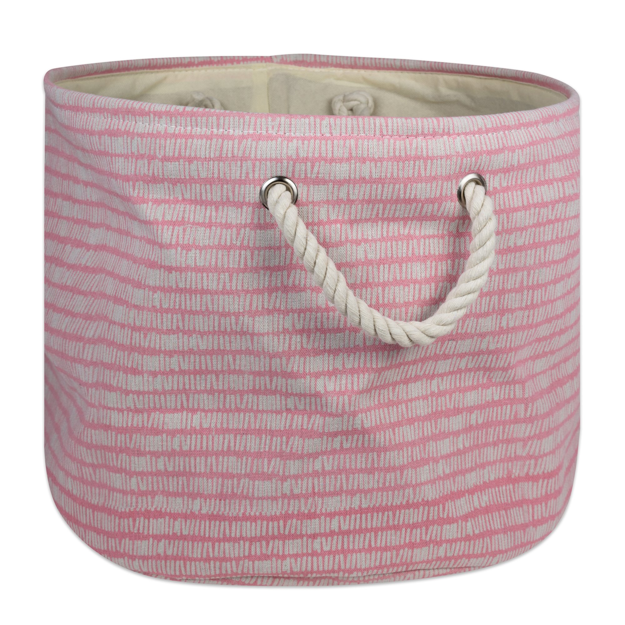 DII Polyester Container with Handles, Keeping Score Storage Bin, Medium Round, Pink Sorbet