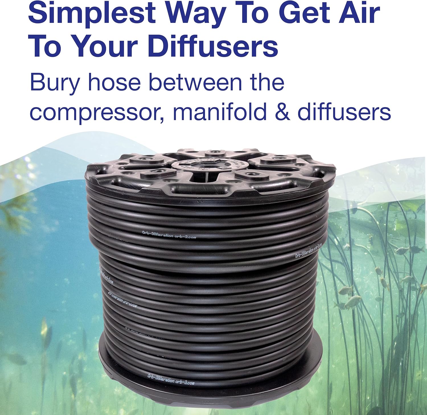 Orb-3 Aeration (MixAirTech) Self-Sinking Hose 3/8-inch ID x 100 feet Length