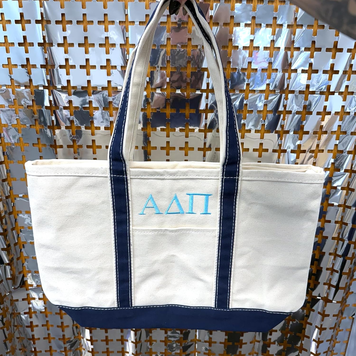 Go Greek Chic Sorority Embroidered Classic Canvas Tote Bag - Image 3