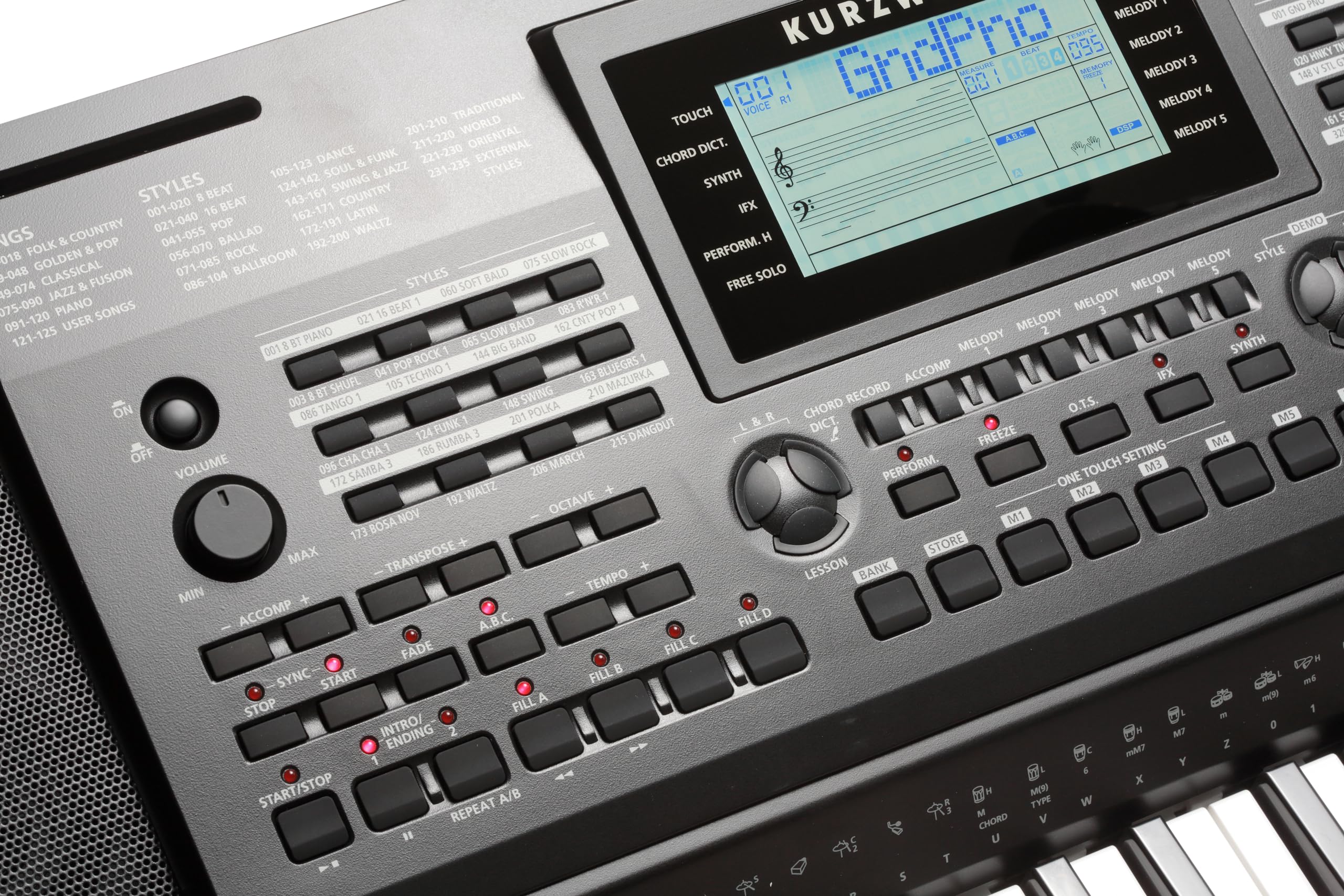 Kurzweil KP200, Arranger Keyboard, 61 leichtgewichtete Tasten mit Anschlagdynamik