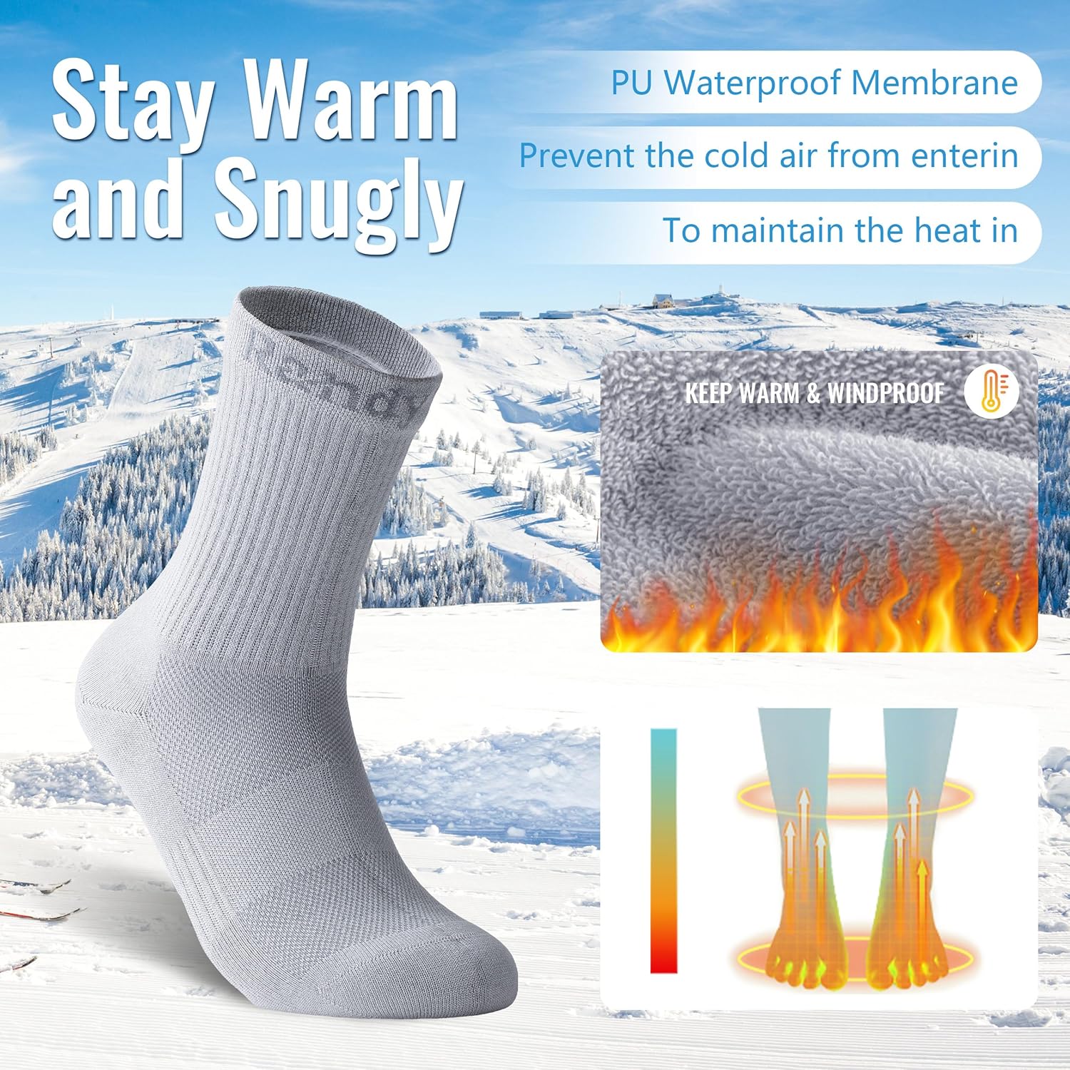 RANDY SUN Waterproof Socks for Men and Women, Hiking Wading Trail Running Crew Socks - Image 7