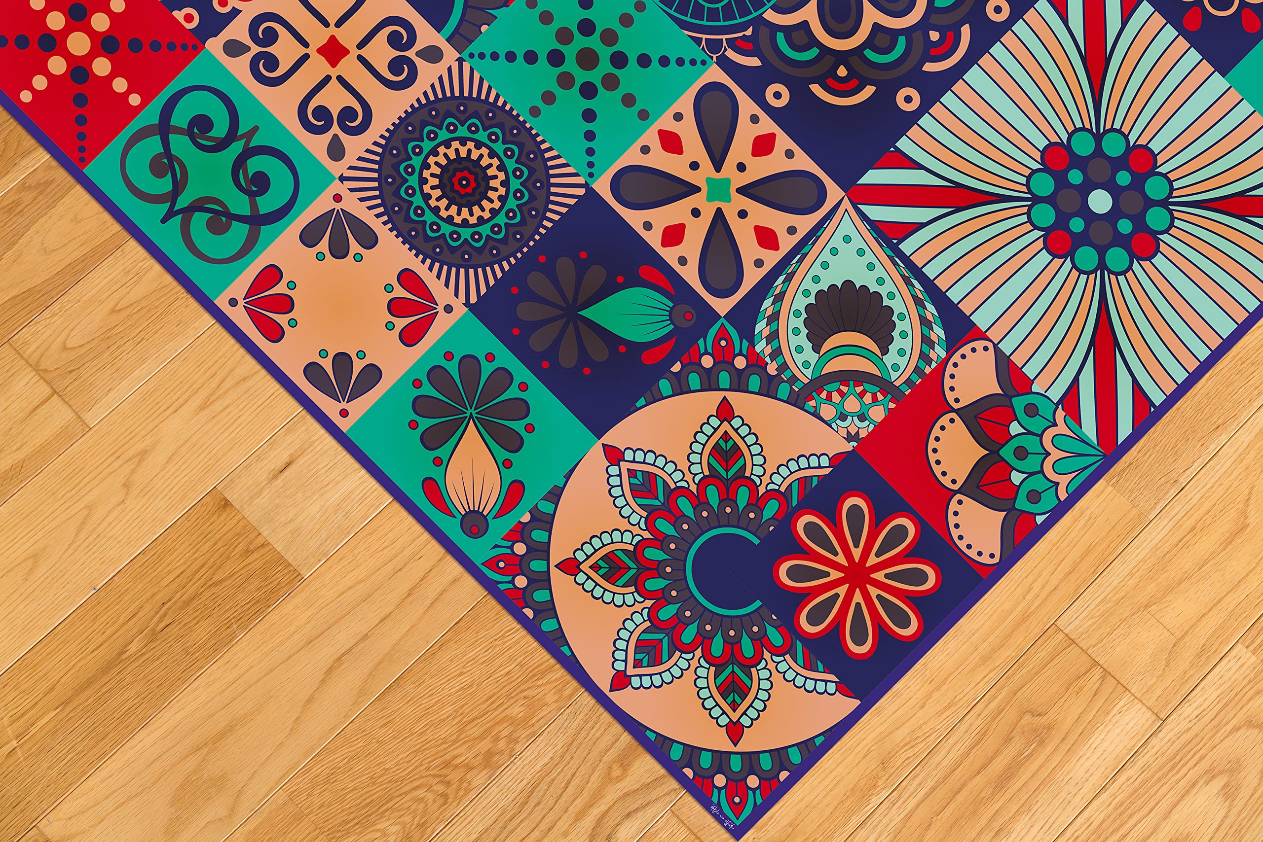 DobleUve Estudio Alfombra Vinílica Hidráulica 01 | Color Azul | 160x200 cm | Alfombra Cocina Lavable Antideslizante | Alfombra Vinilica | Suelo Vinílico | Alfombra Vinilo Salón
