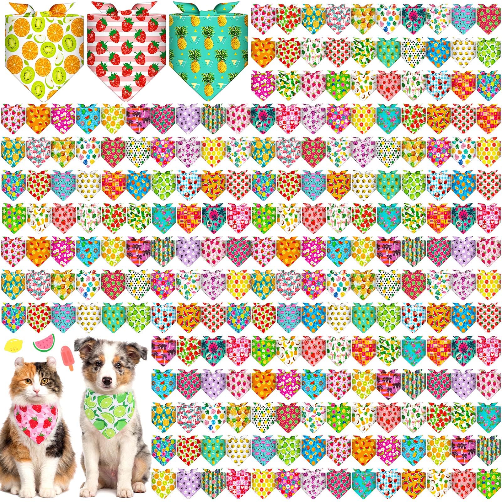 Aliceset 240 bandane estive per cani hawaiane sfuse frutta tropicale Aloha modello colorato fazzoletto per cani bavaglini triangolari sciarpa per animali domestici regali morbidi accessori per costumi