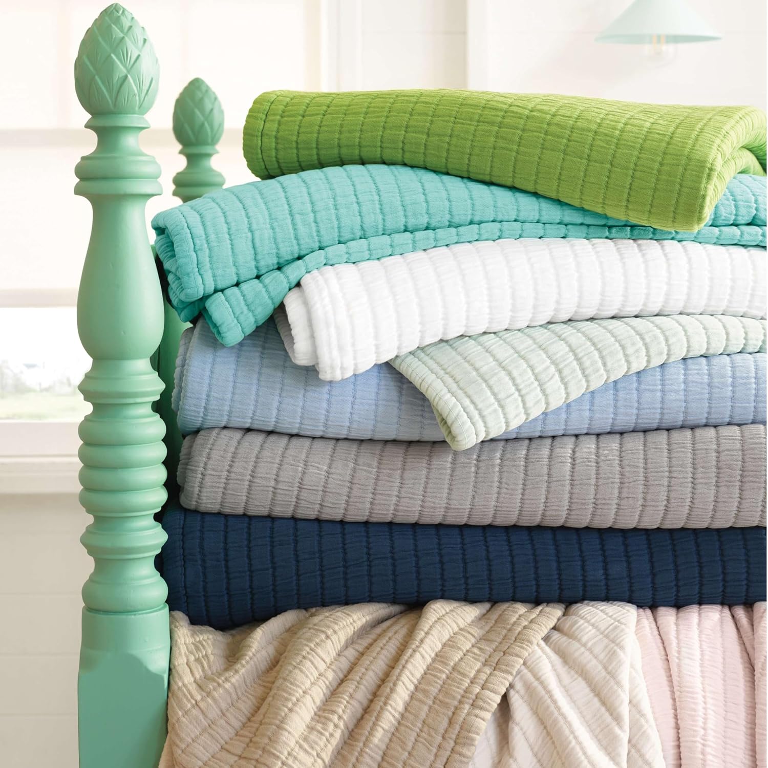 Pine Cone Hill Boyfriend Grey Matelasse Coverlet, Queen Size, Grey Solid Pattern