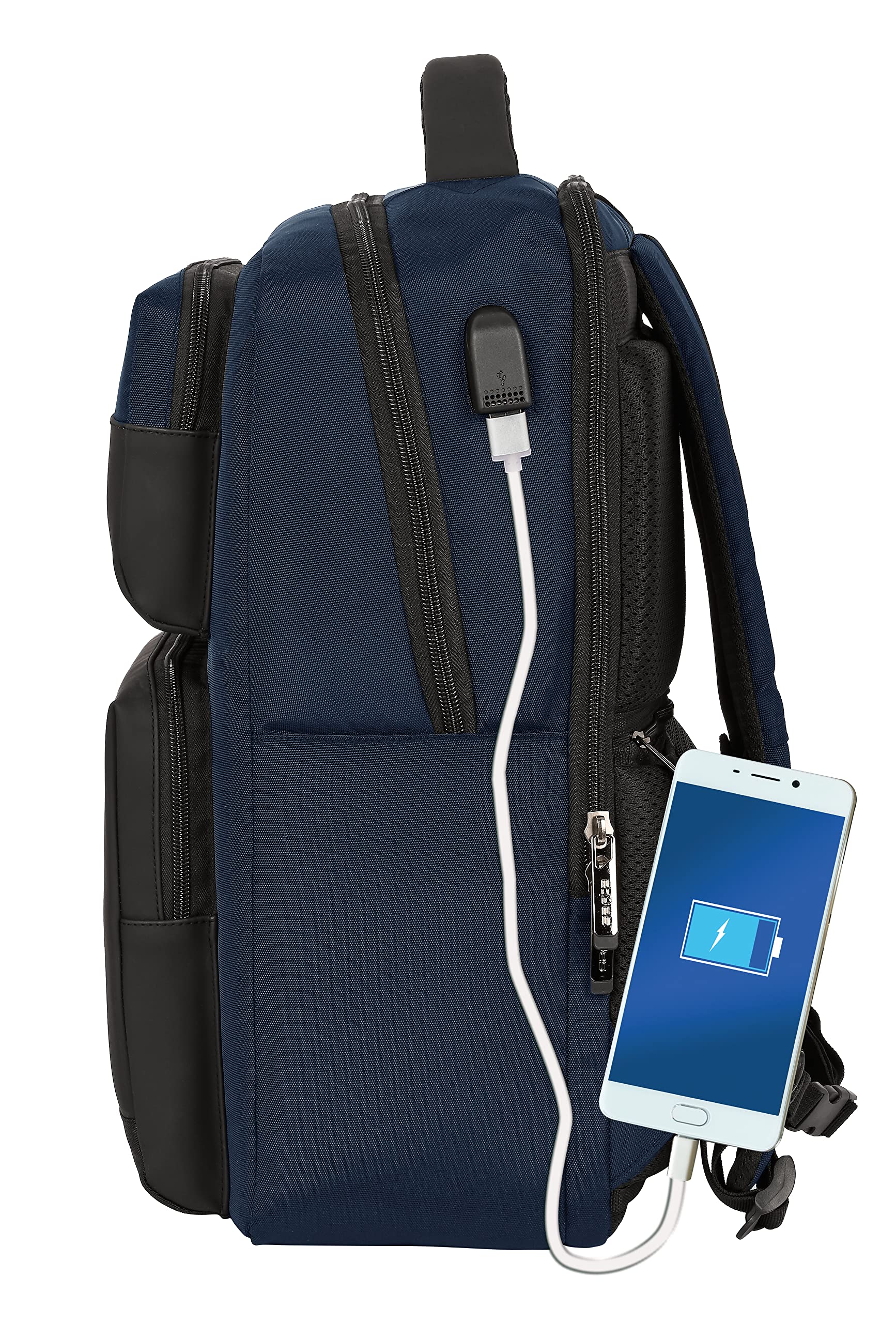 SAFTA - Zaino 2 tasche portatile 15,6" + USB Business Dark Blue 31X44X13Cm, multicolore (642201377)