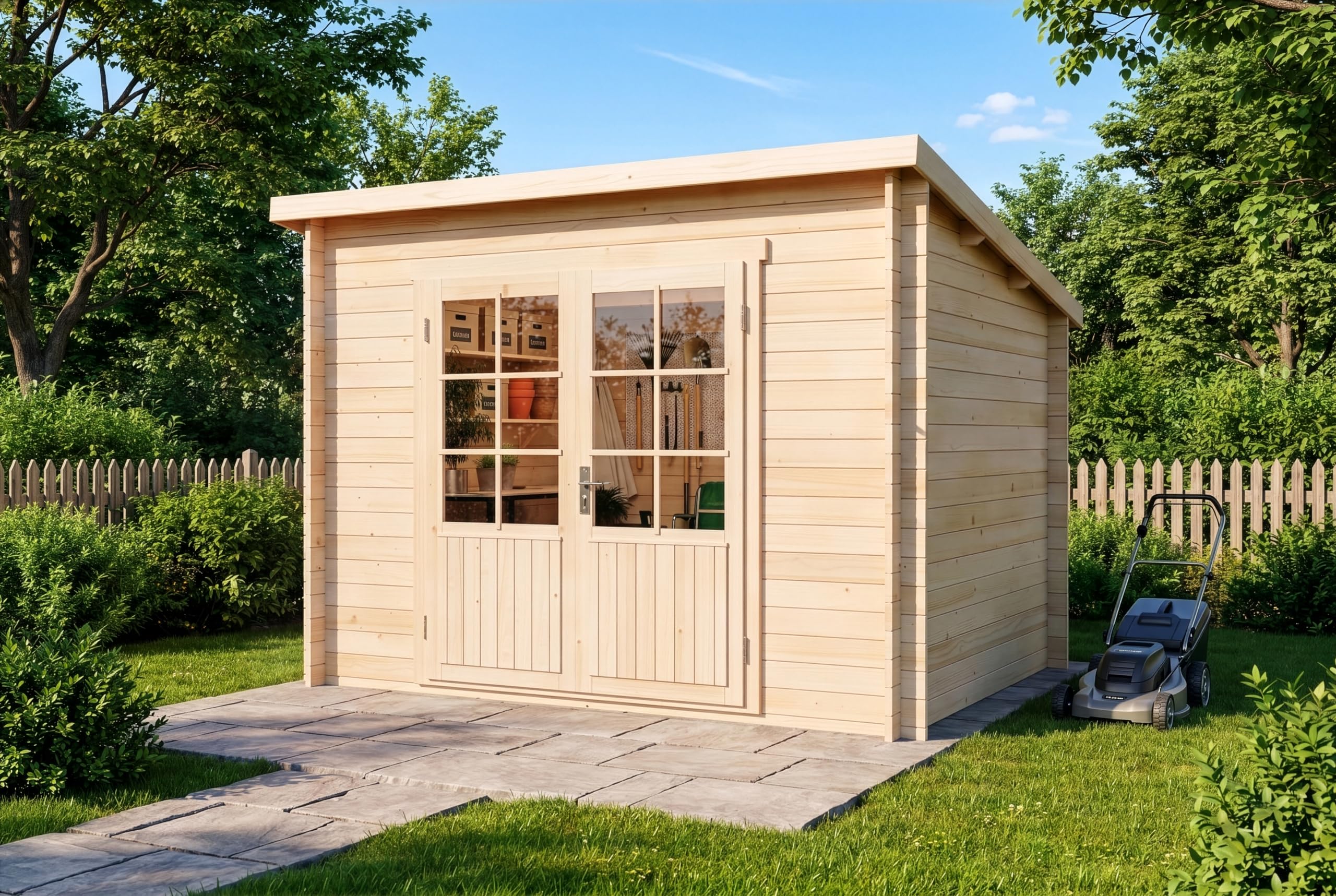 Alpholz Gartenhaus Maria Gartenhaus Maria – Massivholz, 28 mm Wandstärke, 300 x 250 cm, Pultdach