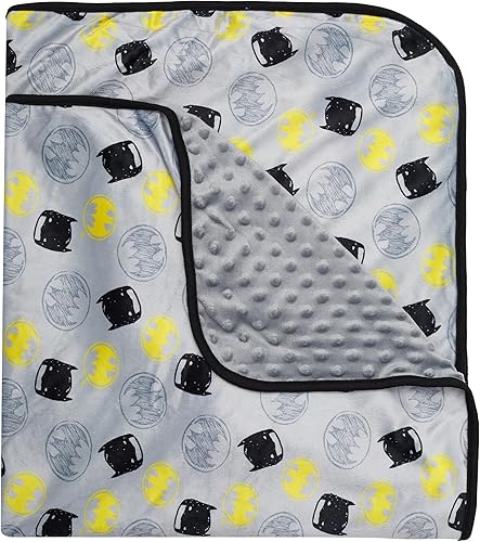 DC Comics - Manta de peluche unisex para niños (0-12 meses), color gris y negro