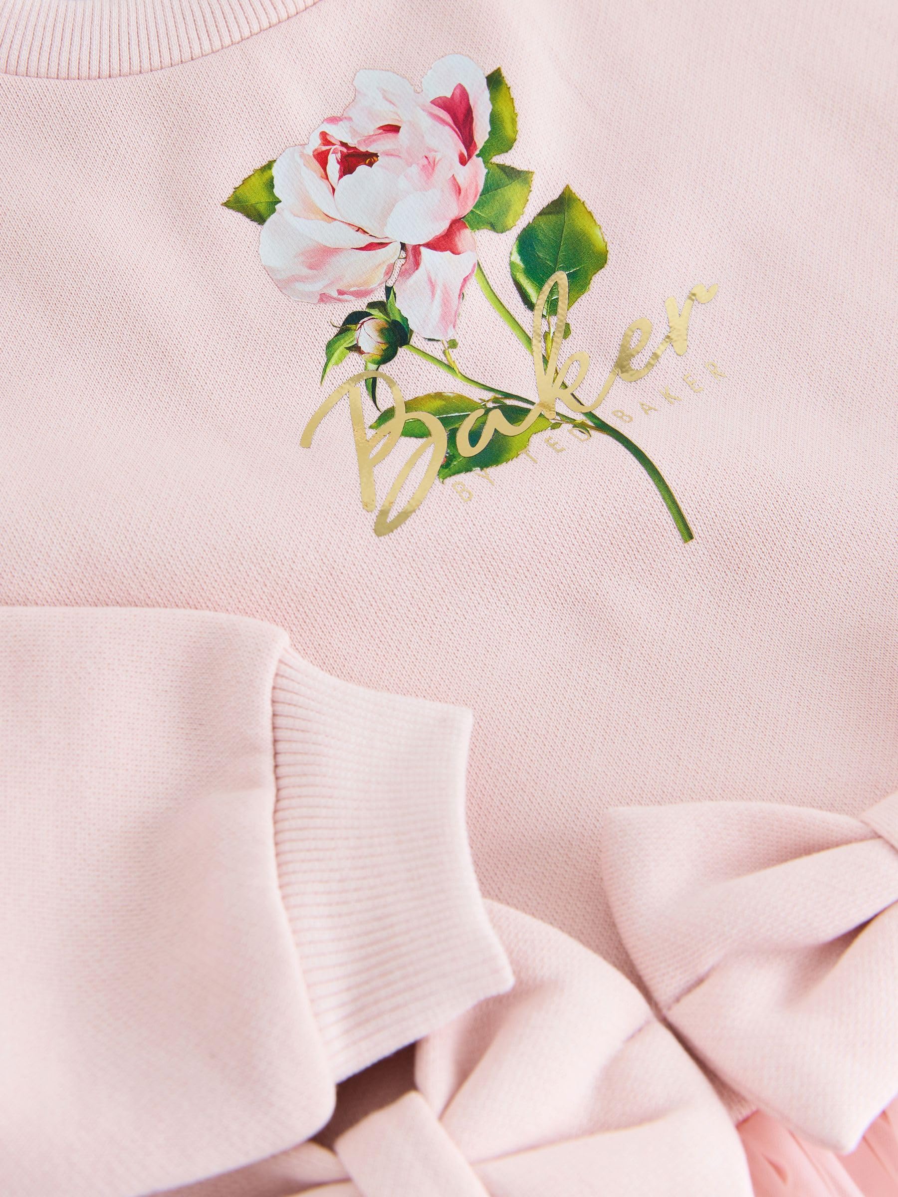 Młodsze dziewczynki Komplet 2-częściowy Baker by Ted Baker: bluza z kokardką i siateczkowym rąbkiem i legginsy