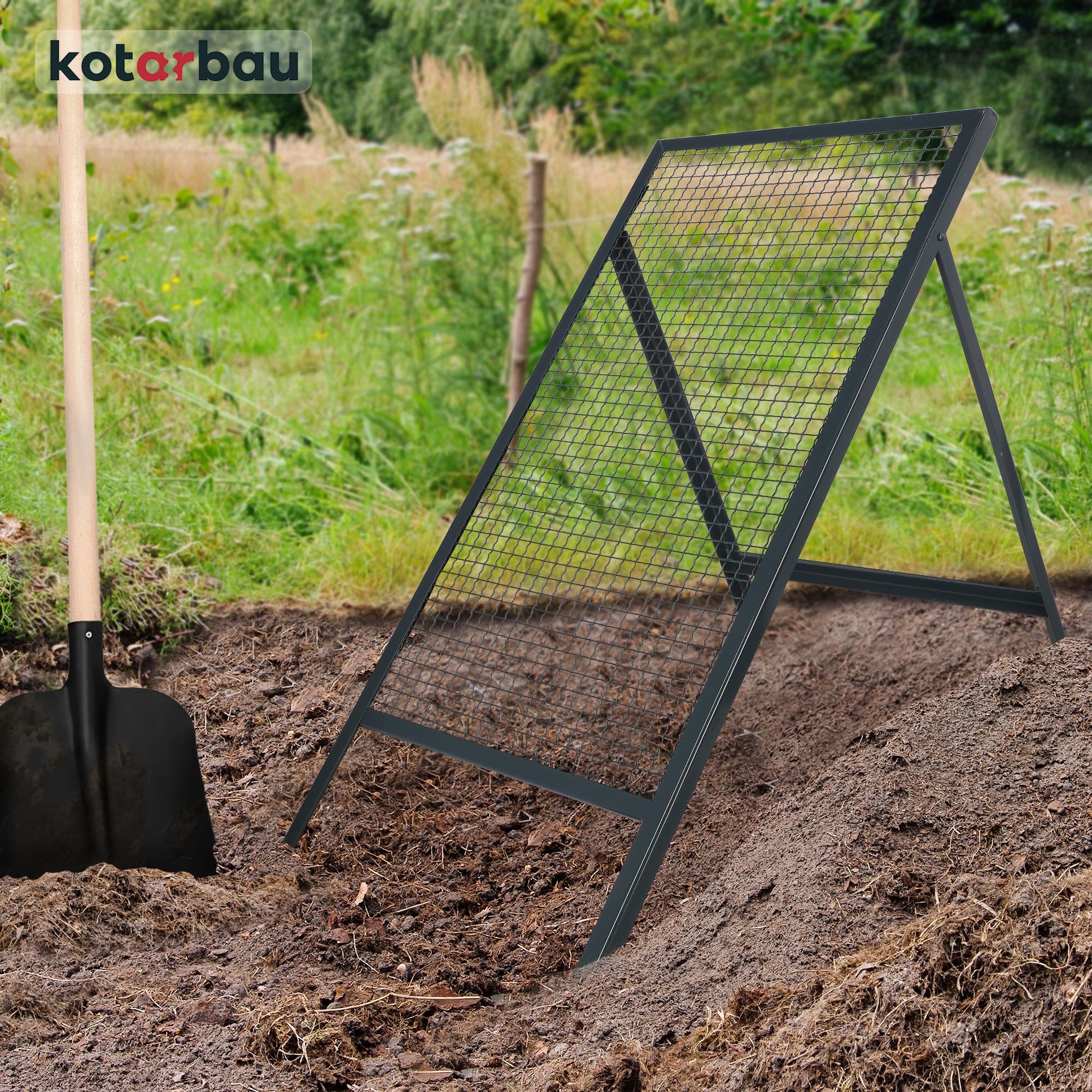Novatool Lot 2 Tamis Sol Brouette 100x50 Cm Acier Revêtu - Tamis Jardin Terre Sable Compost