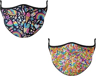 Top Trenz Pack of 2 Reusable Masks for Everyday, Indoor/Outdoor Use - Funfetti & Sprinkle - Kids Ages 3-7