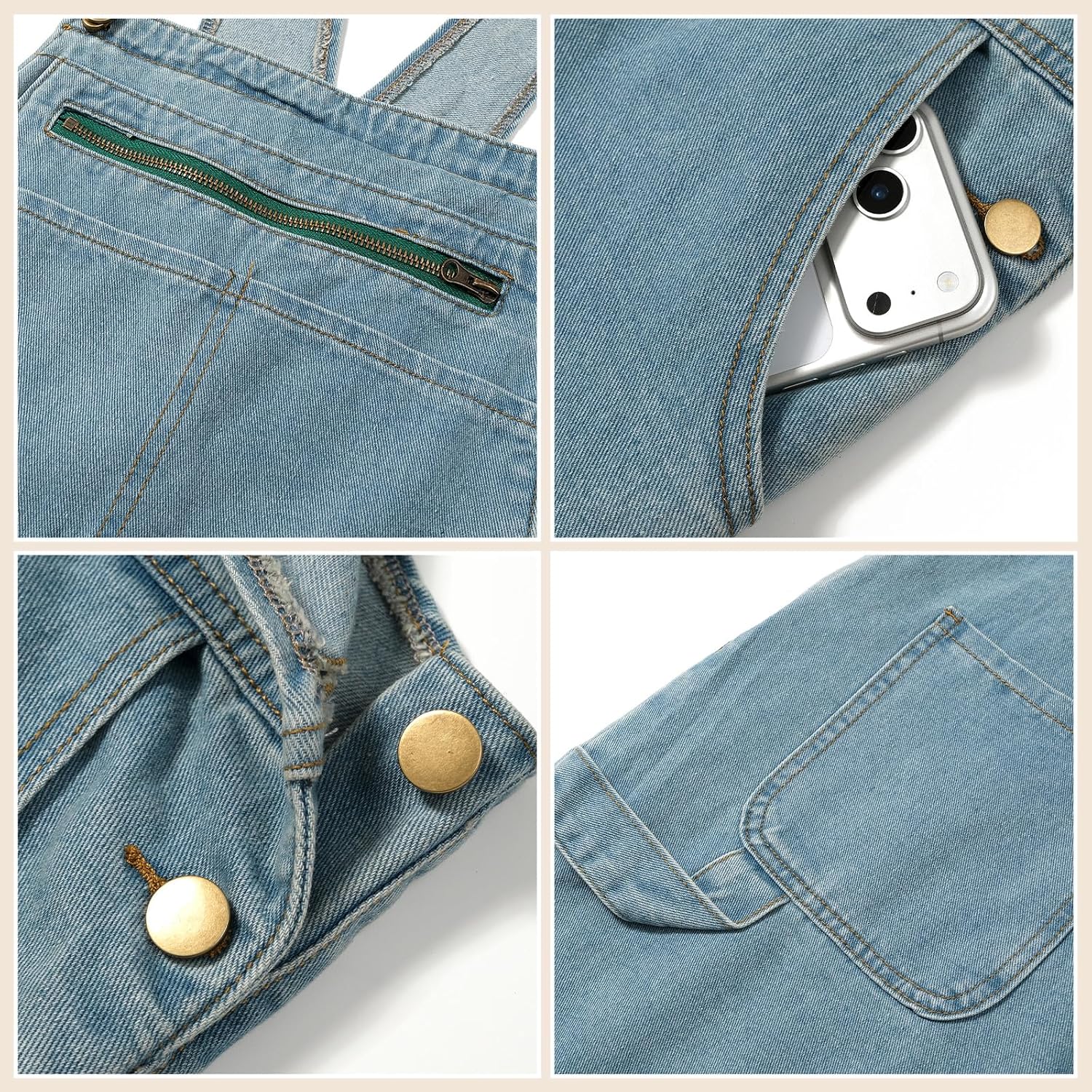 Overalls Shorts Men, Zipper Fly Work Bibs Overalls for Men Women