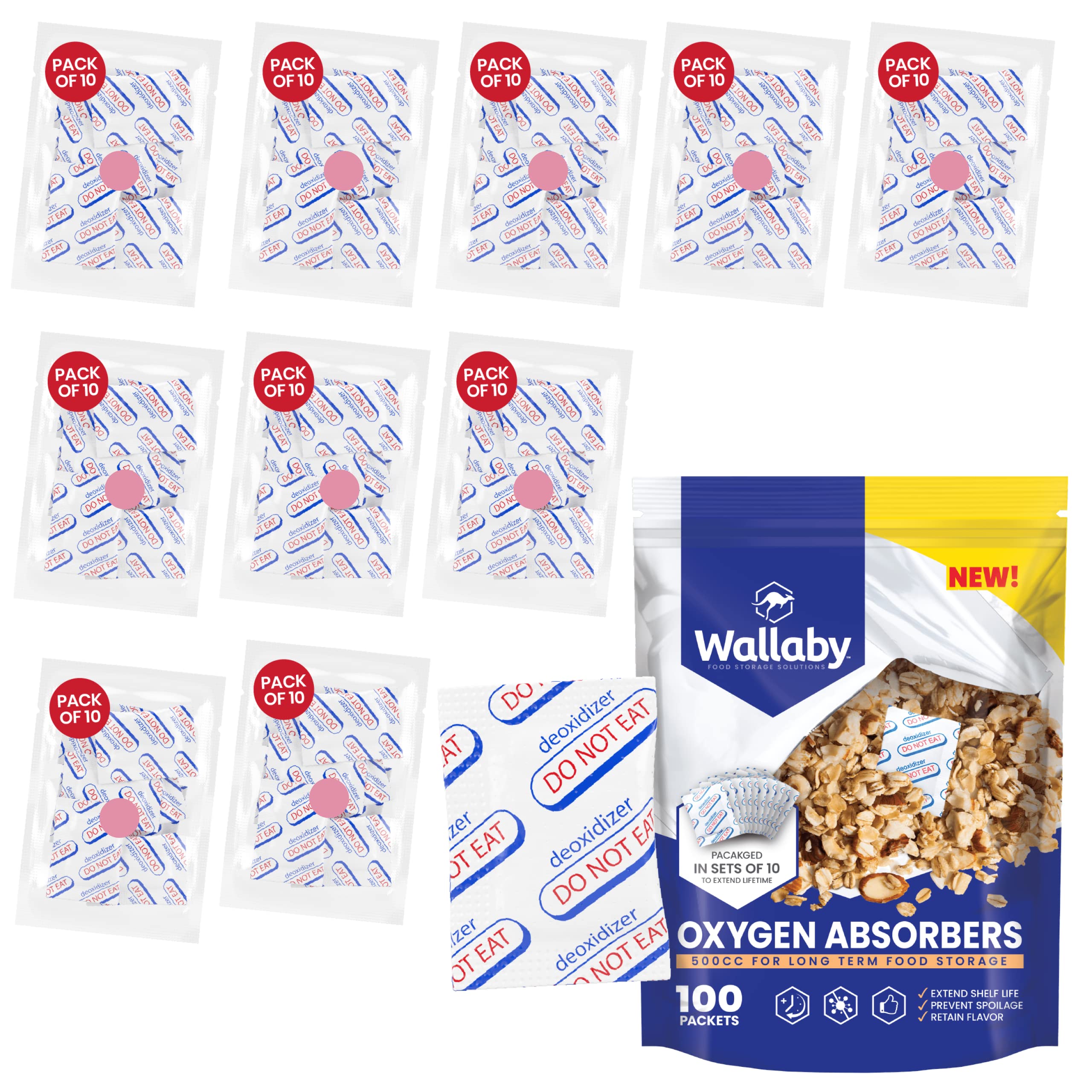 Buy Wallaby 500cc Oxygen Absorbers for Long Term Food Storage 100 count