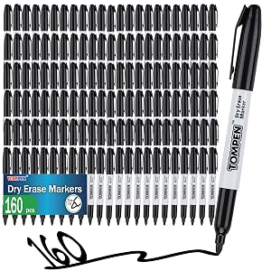 Dry Erase Markers Black 160 Bulk Pack Fine Tip Low Odor Quick-Drying Whiteboard Markers for Office Home School