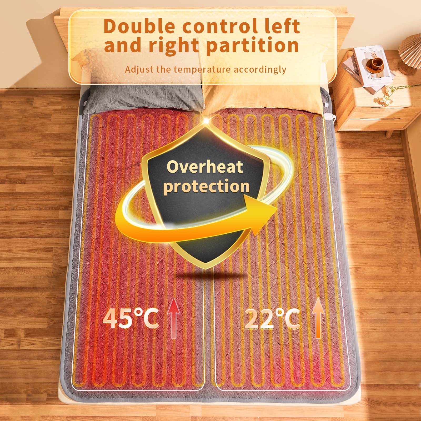 H2 Life Coperta Elettrica 180x150cm, 4 Impostazioni Di Calore, Auto Off Timer Termoforo Elettrico, Protezione Da Surriscaldamento, Efficienza Energetica