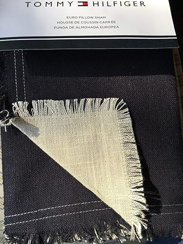 Tommy Hilfiger Laurel Dobby - Juego de 2 fundas de almohada, tamaño europeo, algodón (azul marinocrema)