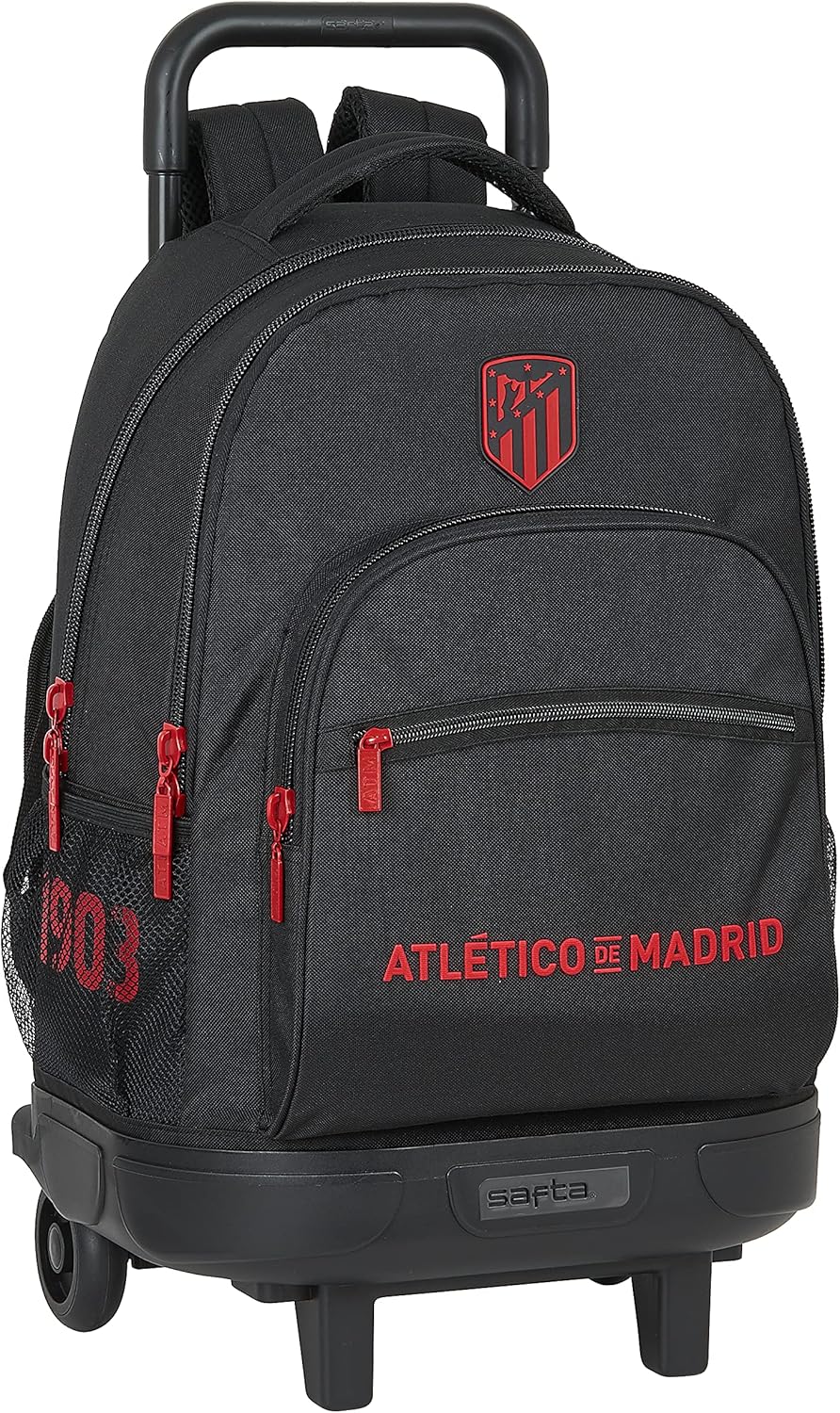 safta M918 School Backpack with Trolley and Padded Backrest for Children, Black, 330 x 220 x 450 mm, Black, 330 x 220 x 450 mm, Backpack 918