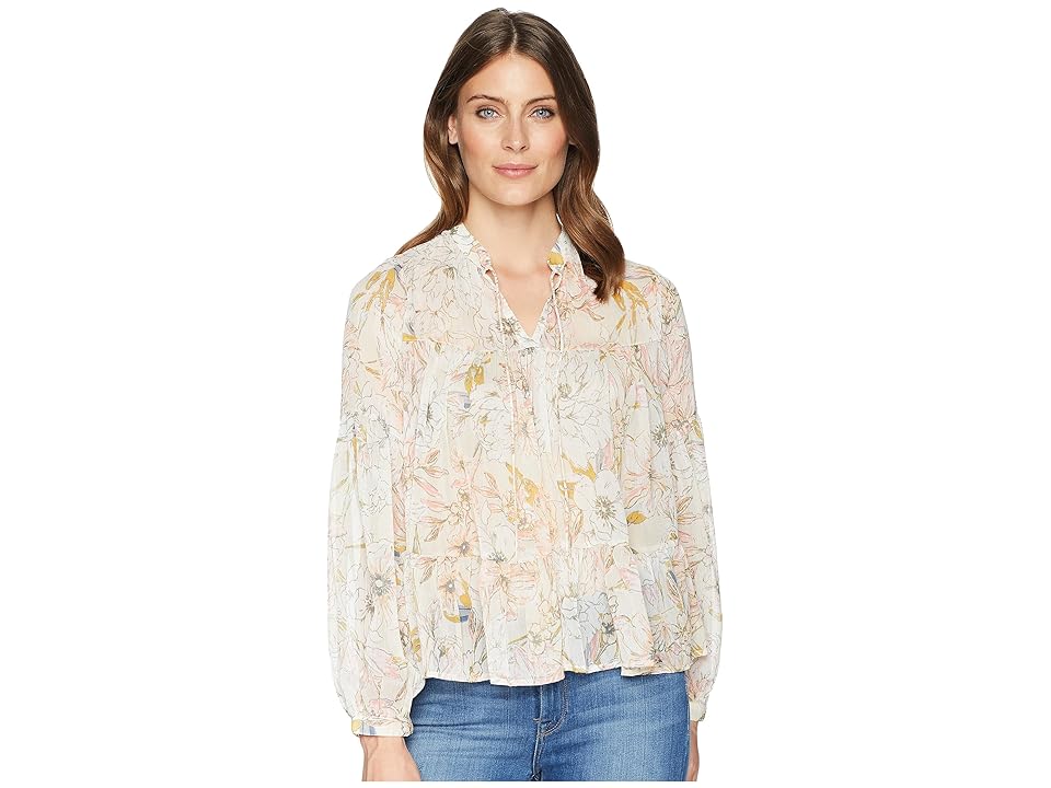 

Lucky Brand Floral Printed Peasant Top (Natural Multi) Women's Long Sleeve Pullover