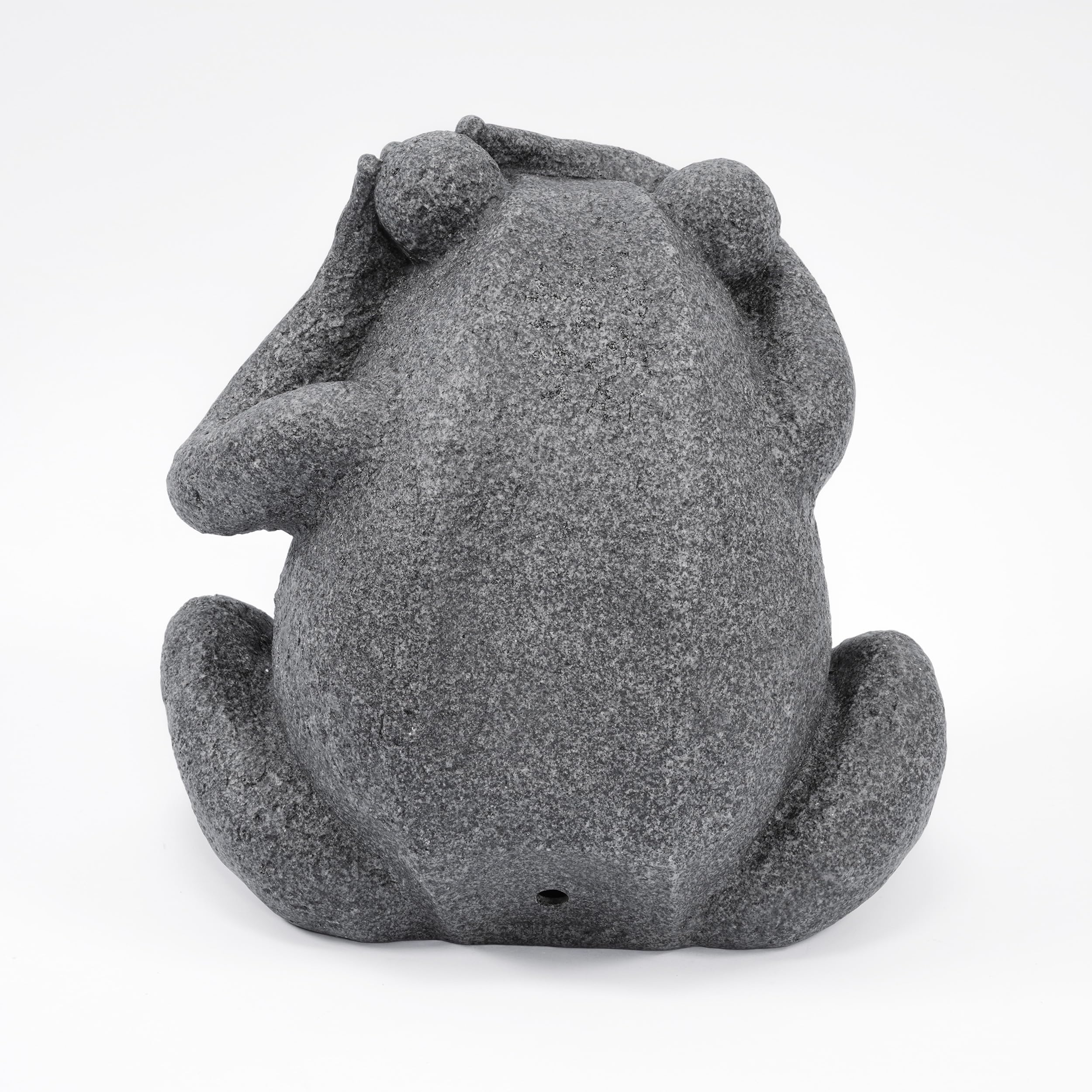 Esotec Wasserspeier sitzender Frosch in Steindesign, Brunnenfigur für Teich & Garten aus Polyresin, Gartenfigur mit 3m Schlauch, Wasserspiel Figur, 33x30x24cm 100746