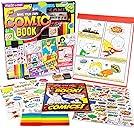Made By Me Make Your Own Comic Book Storytelling Kit for Kids, 15-Page, Hardcover, How-to Draw Instructional Guide, Comic Inspired Stickers & Stamp, Holographic Stickers, 5 Vibrant Markers