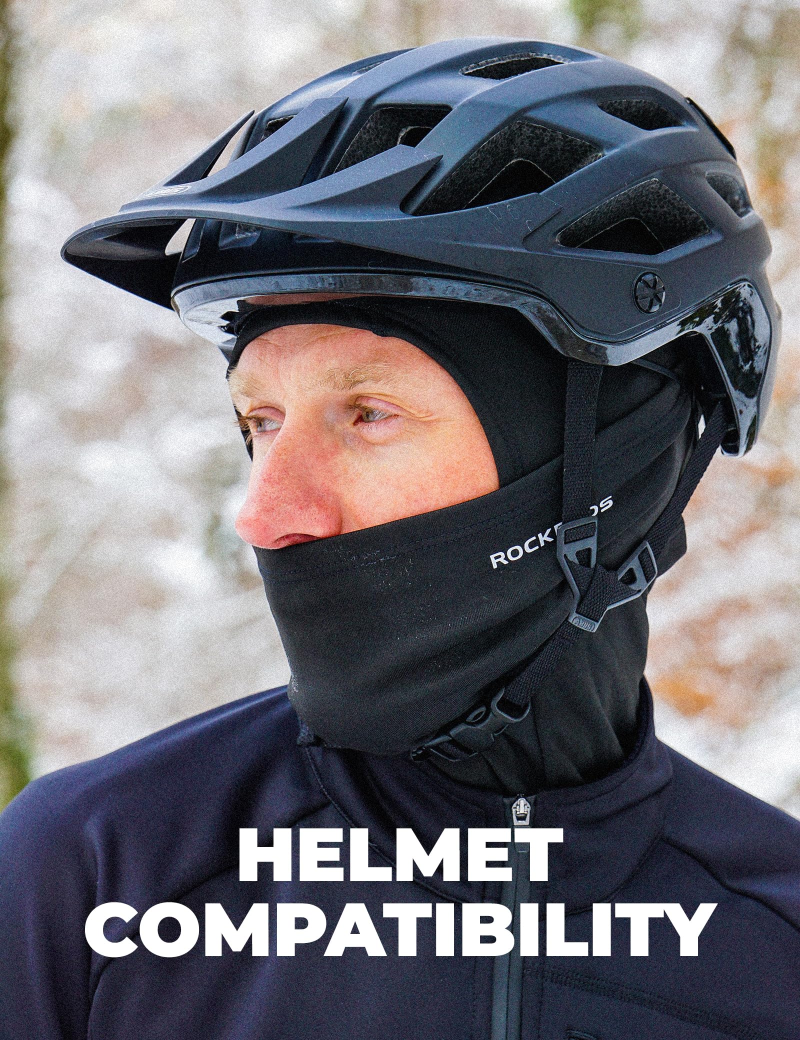 ROCKBROS Passamontagna Moto Invernale Termico con Pile Balaclava Sottocasco Caldo Multifunzionale per Ciclismo Sci Antivento Traspirante Unisex Taglia Unica Logo Riflettente 4Colori