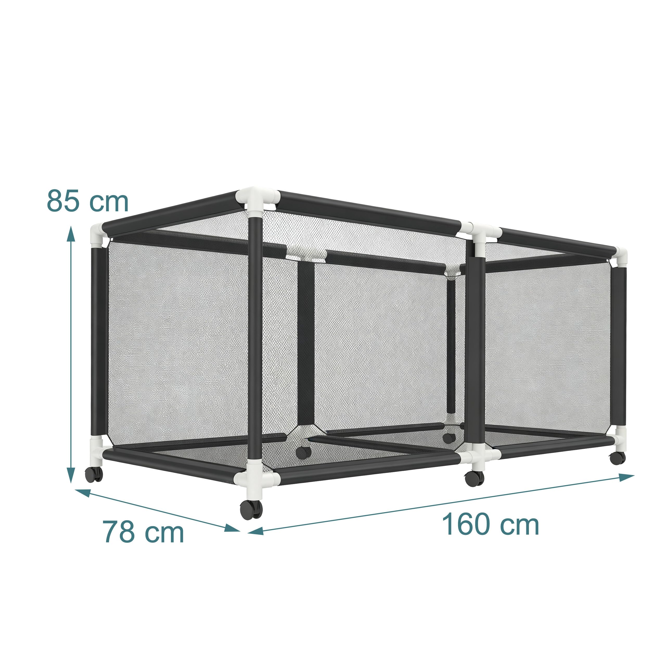 Relaxdays Carrello Porta palloni, 4 Ruote con Freno, Gabbia Mesh per Calcio/Pallacanestro/pallavolo, Taglie M-L, Nero