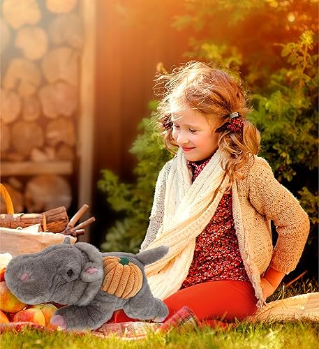 Miniatura 7 de DolliBu Wild Collection - Animal de peluche de hipopótamo con decoración de calabaza y personalización del nombre, animal de peluche de calabaza
