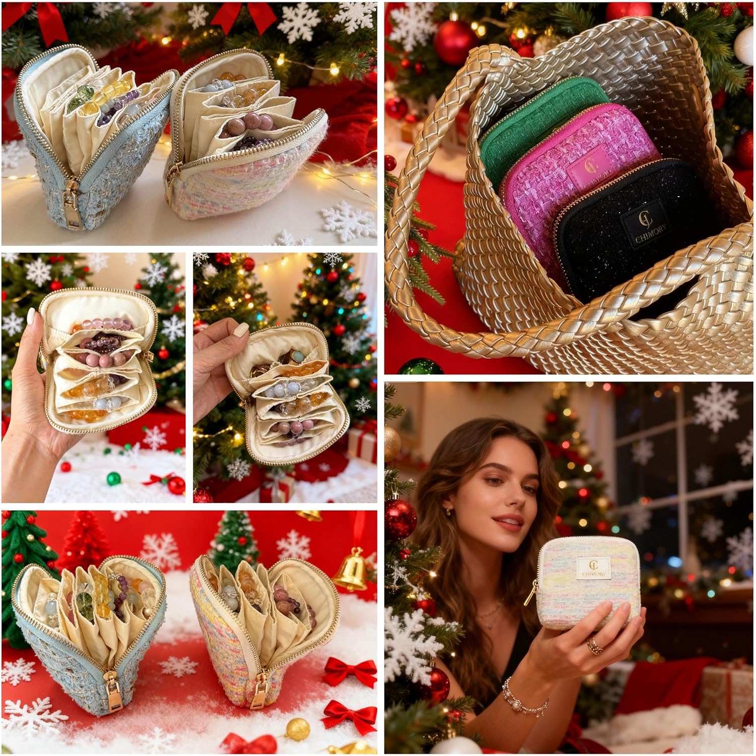 2026 New Travel Jewelry Case, Travel Jewelry Organizer for Rings, Bracelets, & Bangles with Smooth Metal Zipper, Elegant Jewelry Pouch for Journey, Crystal Jewelry Pouch, Valentines Day Gifts for Her - Image 6