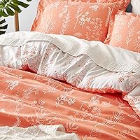 Vista 10 de Bedsure Juego de edredón de tamaño Queen, color lavanda, lindo, floral, regalo para mujer, 3 piezas, 1 suave edredón reversible con flores y 2