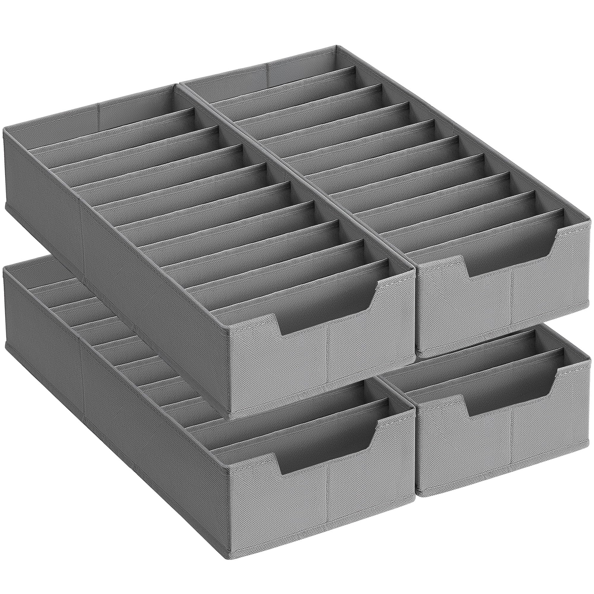 SONGMICS Set of 4 Underwear Drawer Organisers, for IKEA PAX Wardrobe, with Dividers, Clothes Drawer Dividers, Foldable Closet Sock Organisers, 50 x 22 x 10 cm, Dove Grey RUS015G01
