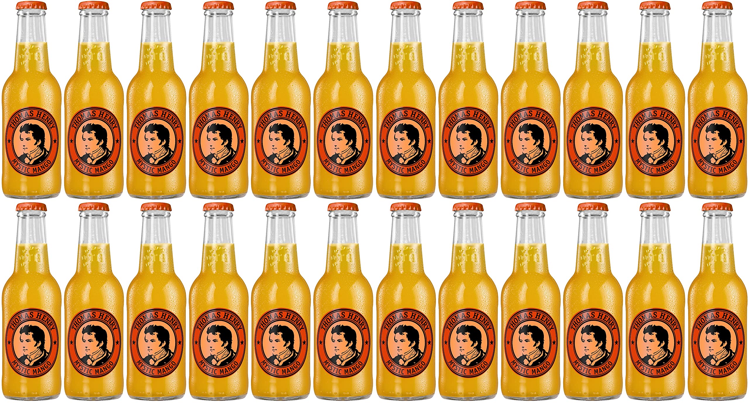 Thomas Henry Mystic Mango - geheimnisvoll exotisch - (24 x 0,2 l Glas MW) 24er Set Limonade zum Mixen deiner Longdrinks und Cocktails mit Rum, Tequila, Kräuterlikör & Co.