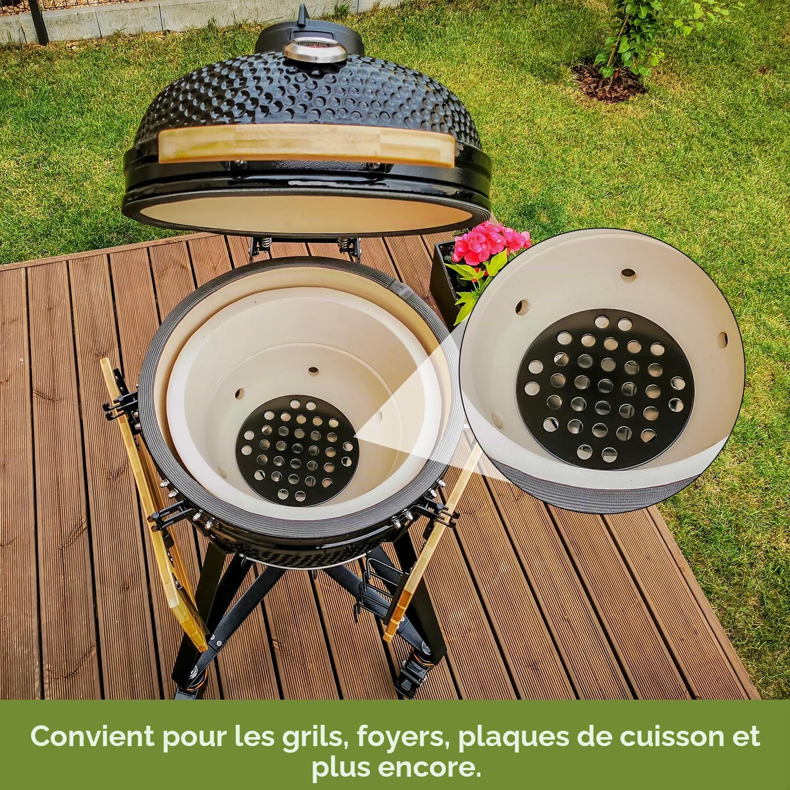 PATIKIL Grille De Feu en Fonte Grille De BBQ 6 Fentes pour Barbecue | Rectangle 10" Remplacement Plaque A Charbon Haute Temperature, Grille De Fond Accessoire De Cuisson