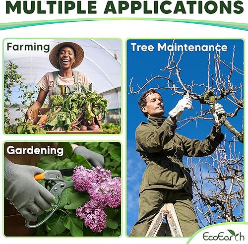 Miniatura 6 de EcoEarth Tijeras de podar de jardín resistentes, podadoras amarillas de mano para recortar plantas precisas, cortadoras de hojas afiladas con un