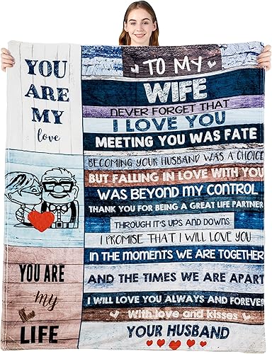 Regalos de aniversario de San Valentín para esposa You are My Life - Mantas de cumpleaños para mi esposa mantas de forro polar suaves para sofá para