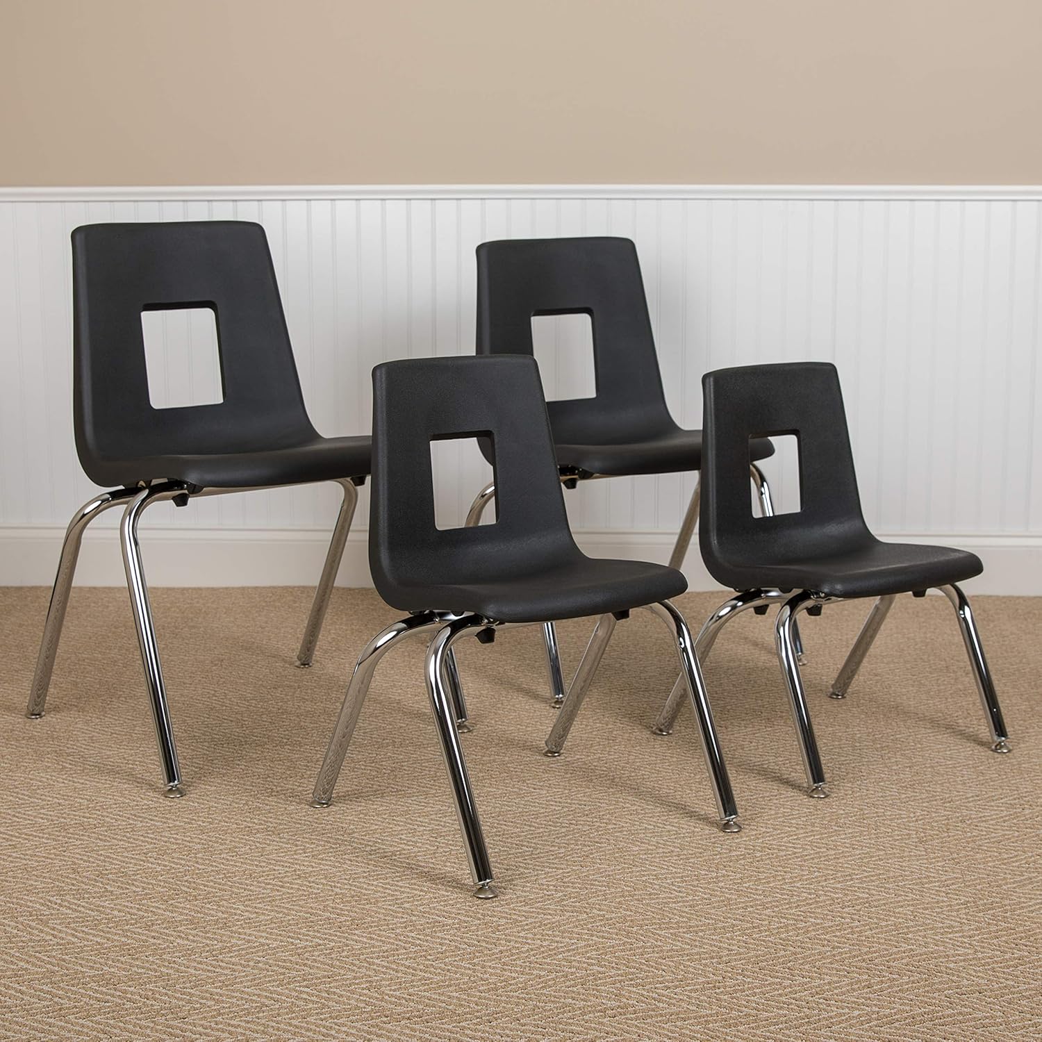 Mickey Advantage 4-pack Black Student Stack School Chair - 18-inch