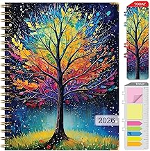 HARDCOVER 2026 Planner, 8.5"x11": 14 Months (November 2025 - December 2026), Daily Weekly Monthly Planner, Yearly Agenda, Bookmark, Pocket Folder and Sticky Note Set (Black Tree Seasons)