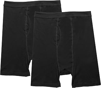 Jack & Jill Boxers for Men - Black Mens Boxer Briefs with Functional Fly - Seamless Waistband - Mens Briefs 100% Cotton - 2 Pack Medium