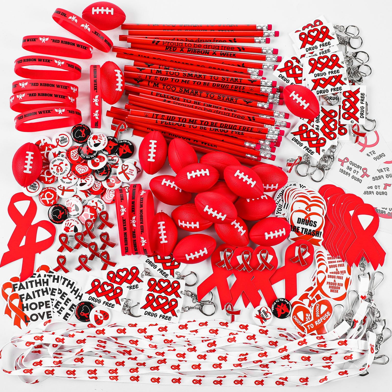Hollowfly 400 Pcs Red Ribbon Week Party Favors for Charity Events