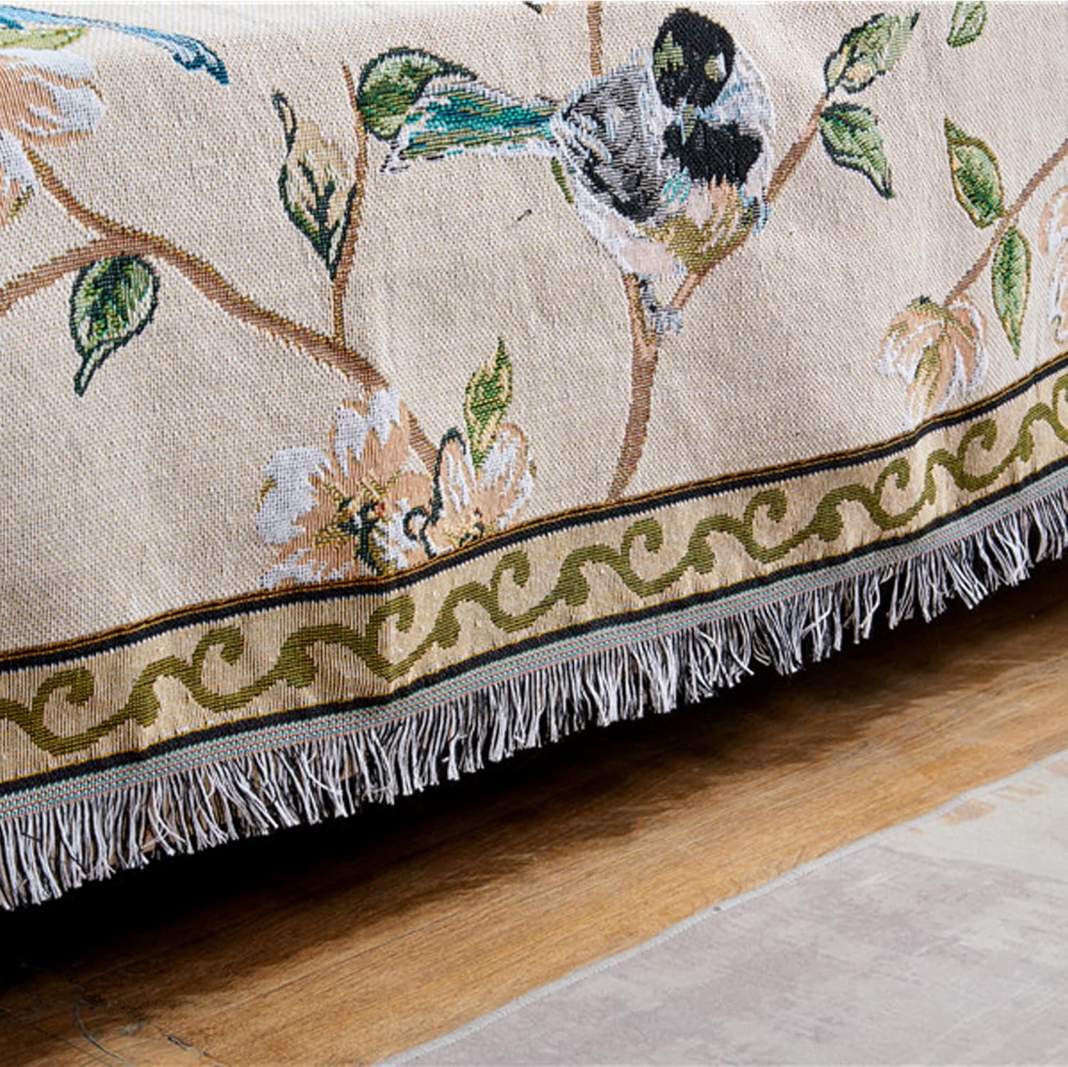 Boho Throw Blankets Reversible Woven Blankets Cover Hippie for Couch Bed Recliner Sofa Bohemian Tapestry Colorful Furniture Protector Cover for Home Décor, American Flower Birds, Double Side, 50"x70"